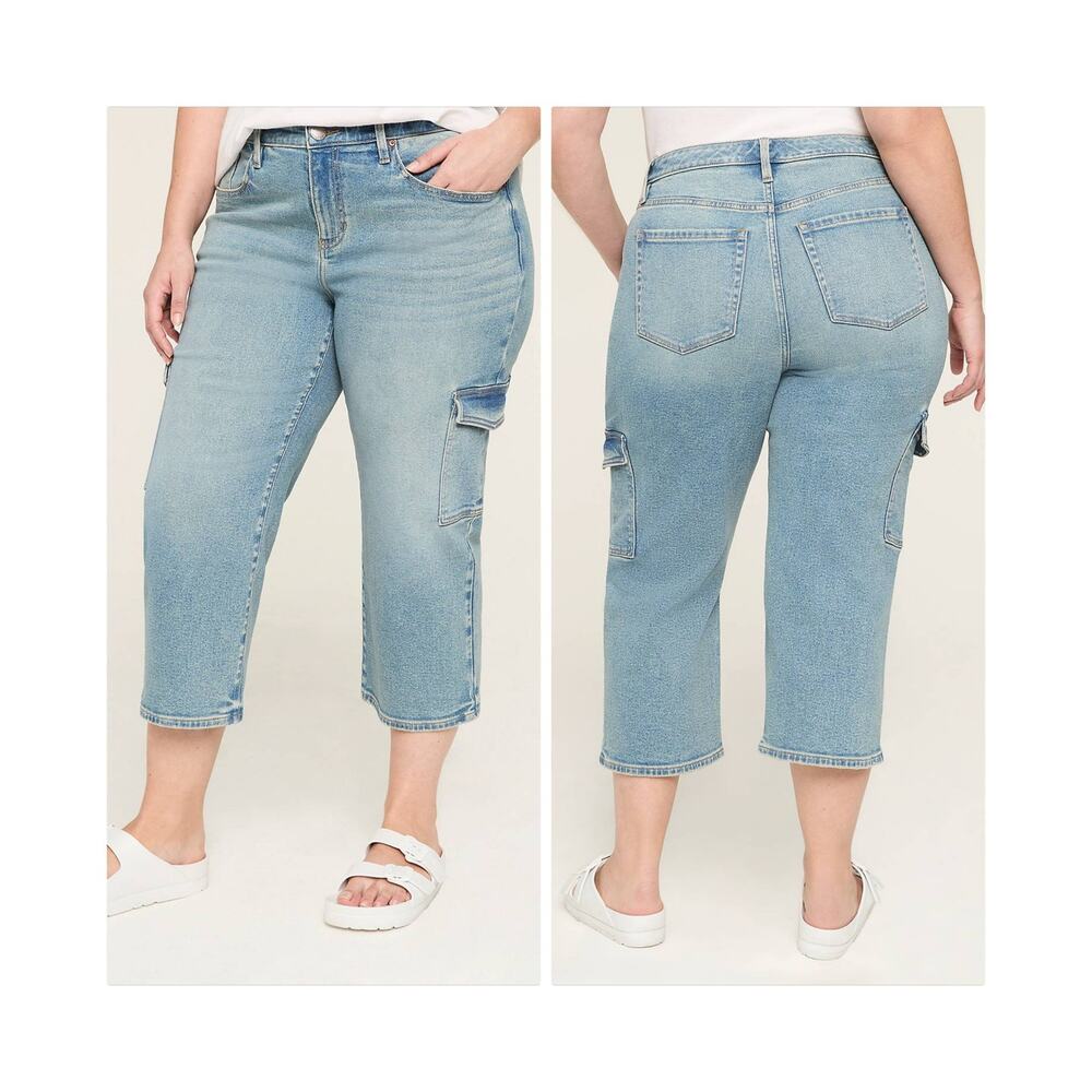 LANE BRYANT Mid-Rise Signature Fit Straight Crop Jeans Light Wash Size 14